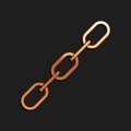 Gold Chain link icon isolated on black background. Link single. Long shadow style. Vector Royalty Free Stock Photo