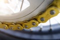 Gold chain motorcycle close-up macro photo Royalty Free Stock Photo
