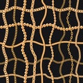 Gold chains luxury seamless pattern. For textile, scarf, cravat design. Vector