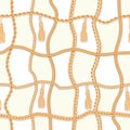 Gold chains luxury seamless pattern. For textile, scarf, cravat design. Vector