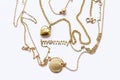 Gold chains necklaces Royalty Free Stock Photo