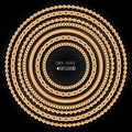 Gold chains round frame template on black background. Jewelry trendy print. Decorative design elements. Vector