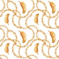 Gold chains seamless pattern. jewelry background. luxury illustration. Royalty Free Stock Photo