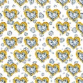 Gold chains seamless pattern. luxury illustration. golden heart. love design. Royalty Free Stock Photo