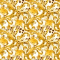 Gold chains seamless pattern. luxury illustration. golden lace. luxury design. vintage riches