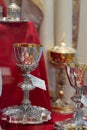 Gold chalices or goblets Royalty Free Stock Photo