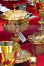 Gold chalices or goblets Royalty Free Stock Photo