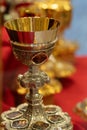 Gold chalices or goblets Royalty Free Stock Photo