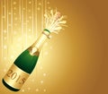 Gold Champaign greeting card. Royalty Free Stock Photo