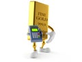 Gold character holding a credit card reader