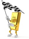 Gold character waving race flag Royalty Free Stock Photo