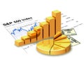 Gold chart, money, financial statement. Royalty Free Stock Photo