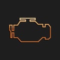 Gold Check engine icon isolated on black background. Long shadow style. Vector Royalty Free Stock Photo