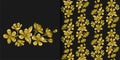 Gold Cherry Blossom Embroidery print ans seamless pattern set Royalty Free Stock Photo