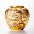 Gold Cherry Blossom Vase On White Background Royalty Free Stock Photo