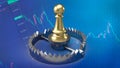 The gold chess on bear trap for business concept 3d rendering