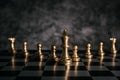 Gold Chess on chess board game for business metaphor leadership concept Royalty Free Stock Photo