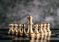 Gold Chess on chess board game for business metaphor leadership concept Royalty Free Stock Photo