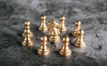 Gold Chess on chess board game for business metaphor leadership concept Royalty Free Stock Photo