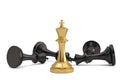 Gold chess king and black king isolated on white background 3D illustration