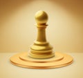Gold chess pawn on a podium