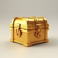 Gold chest isolated on white background.