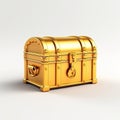 Gold chest isolated on white background.