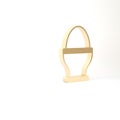 Gold Chicken egg on a stand icon isolated on white background. 3d illustration 3D render Royalty Free Stock Photo