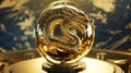 Gold Chinese dragon around the world. stock photo Dragon. Generative Ai