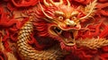 Gold Chinese dragon. Illustration of zodiac Dragon and red Chinese new year backgrounds