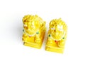 Chinese imperial lion statue on white background Royalty Free Stock Photo