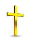 Gold Christian Cross Icon 3D Rendering Image