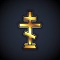 Gold Christian cross icon isolated on black background. Church cross. Vector Royalty Free Stock Photo