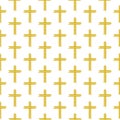 Gold christian cross simple icon seamless pattern