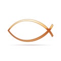 Gold Christian fish icon on white background Royalty Free Stock Photo