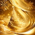 Romantic Christmas tree and gold xmas decoration like Christma in gold concept