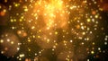 Gold christmas background with snowflakes, star and particles with shiny lights Royalty Free Stock Photo