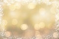 Gold Christmas background with snowy border Royalty Free Stock Photo