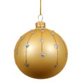 Gold christmas ball or bauble with glass decoration isolated against a white background Royalty Free Stock Photo