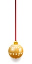 Gold Christmas ball decoration background. Happy New Year bauble traditional. Merry Xmas greeting card . Bright shiny decorative Royalty Free Stock Photo