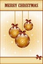 Gold christmas balls and bows