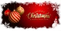 Gold Christmas balls on Dark Red background - Greeting card - Banner - Vector illustration Royalty Free Stock Photo