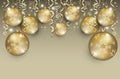 Gold Christmas balls, greeting card templates blank