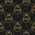 Gold Christmas balls seamless pattern vector illustration Royalty Free Stock Photo