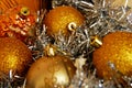 Gold christmas balls with silver Royalty Free Stock Photo