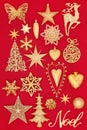 Gold Christmas Decorations Royalty Free Stock Photo