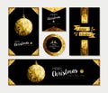 Gold christmas card template set of holiday design Royalty Free Stock Photo