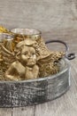 Gold Christmas Decoration With Little Cherub
