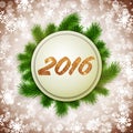 Gold Christmas 2016 design, New Year greeting card, postcard, vector illustration