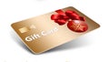 A gold Christmas gift card is seen